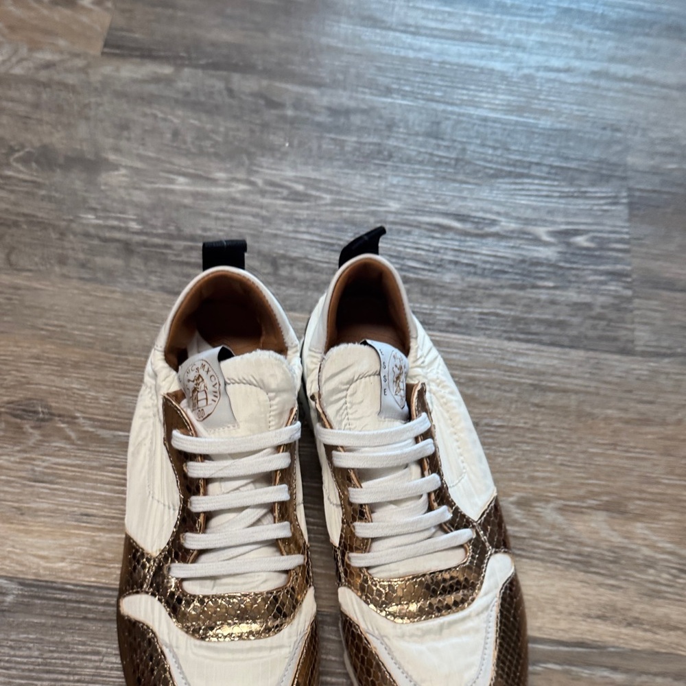 Elegant White and Gold Women's Sneakers